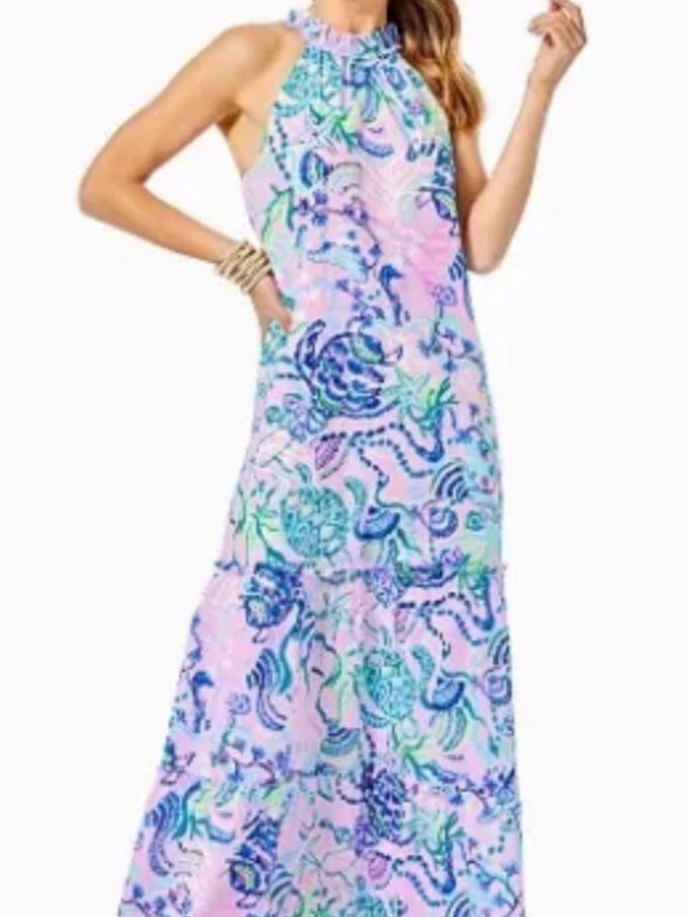 Lilly Pulitzer Pink Multi Halter Maxi Dress